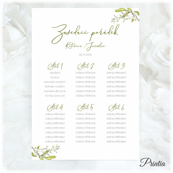 Wedding seating chart with twigs