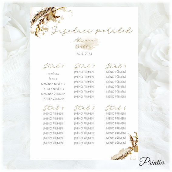 Floral wedding seating chart with watercolor