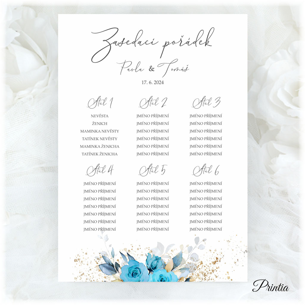 Turquoise wedding seating chart