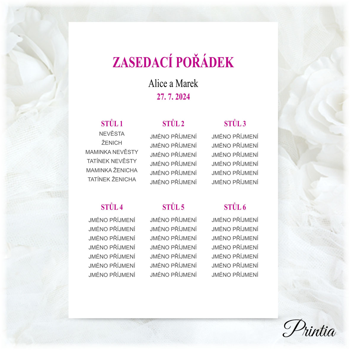 Simple wedding seating plan 