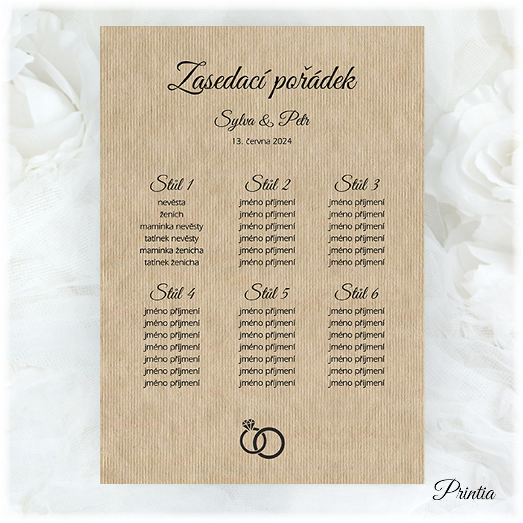 Wedding seating chart with rings