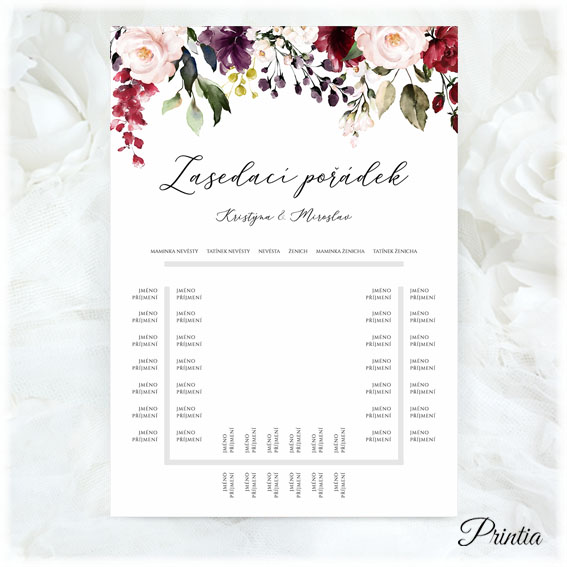 wedding seating chart with flowers