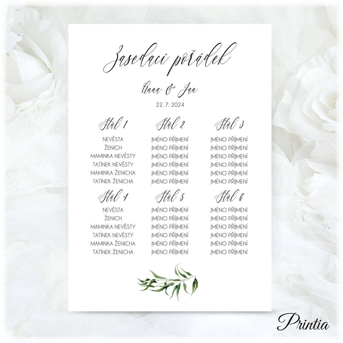 Wedding seating plan with branch