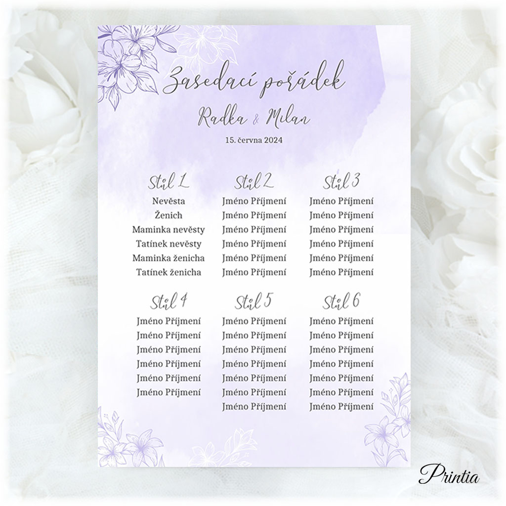 Purple wedding seating chart