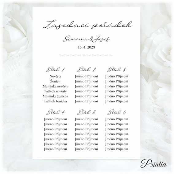 Simple wedding seating plan