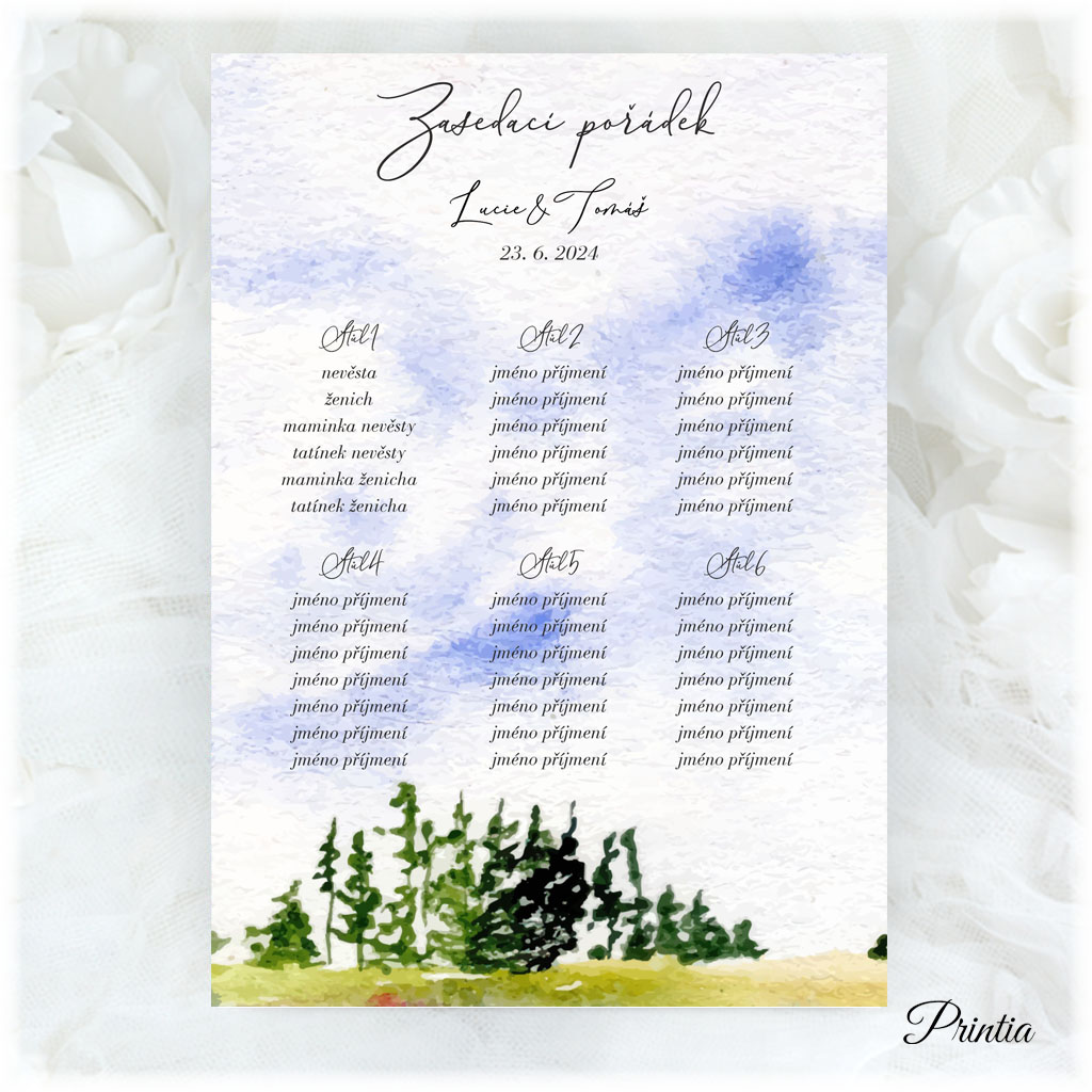 Seating chart with a meadow