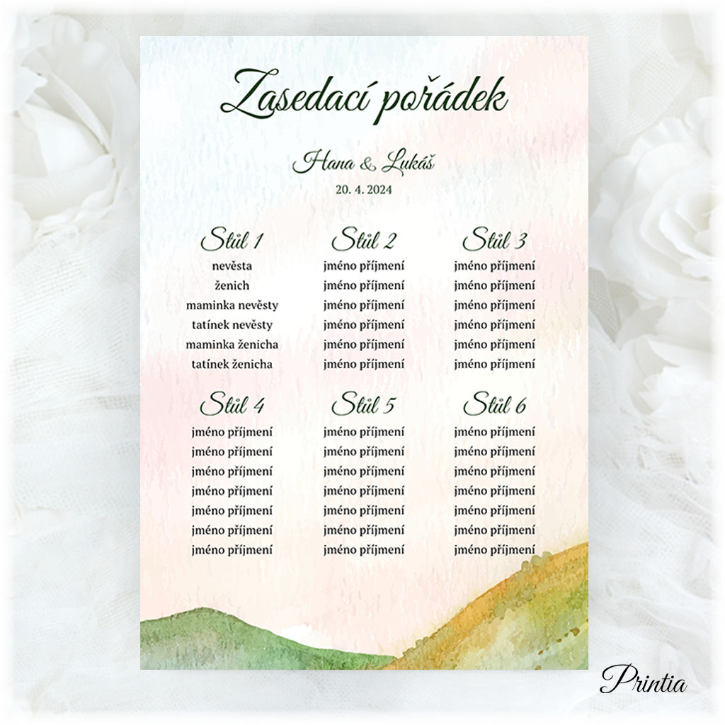 Wedding seating chart with landscape