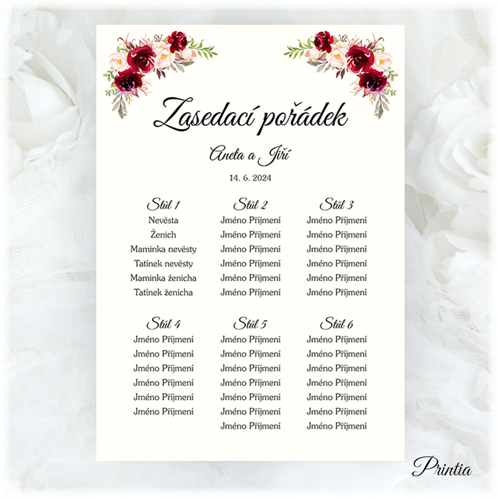 Floral seating chart
